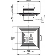Сливной трап AlcaPlast APV1324 105 x 105/50