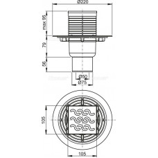 Сливной трап AlcaPlast APV202 105 x 105/50/75
