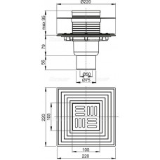 Сливной трап AlcaPlast APV4344 105 x 105/50/75
