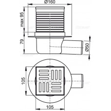 Сливной трап AlcaPlast APV5111 105 x 105/50