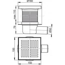 Сливной трап AlcaPlast APV5211 150 x 150/50