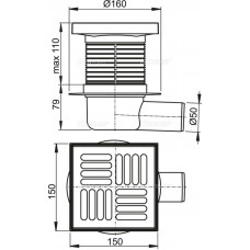 Сливной трап AlcaPlast APV5411 150 x 150/50