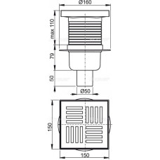 Сливной трап AlcaPlast APV6211 150 x 150/50