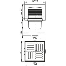 Сливной трап AlcaPlast APV6411 150 x 150/50