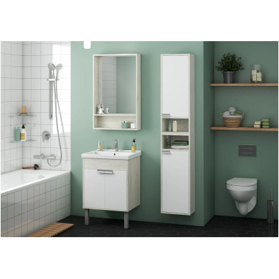 Зеркальный шкаф Aquaton Флай 60 белый, дуб крафт 1A237602FA860