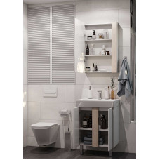 ТУМБА AQUATON КАНТРИ 60 (Белый Глянцевый / Дуб Верона) 1A257401AHB20 С РАКОВИНОЙ Santek НЕО 60 1WH302186