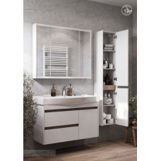 ТУМБА AQUATON НОРТОН 100 (Белый Глянцевый / Дуб Эндгрейн) 1A249001NT010 С РАКОВИНОЙ Santek БЕВЕРЛИ 100 1WH302502
