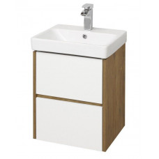 ТУМБА AQUATON СКАНДИ 45 (Белый Глянцевый / Дуб Рустикальный) 1A251601SDZ90 С РАКОВИНОЙ Santek АДРИАНА 45 1WH501630
