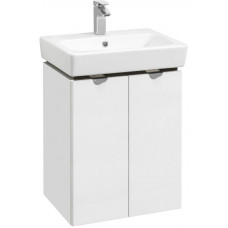 ТУМБА AQUATON СКАЙ 55 (Белый Глянцевый / Серый Кашемир) 1A238101SY010 С РАКОВИНОЙ Santek НЕО 55 1WH302185