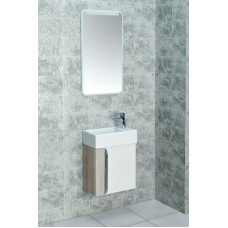 Тумба Aquaton Вита ( Белый Глянцевый / Ясень Шимо) 1A221401VTD70 с раковиной Santek ЭРИС 46 1WH301972