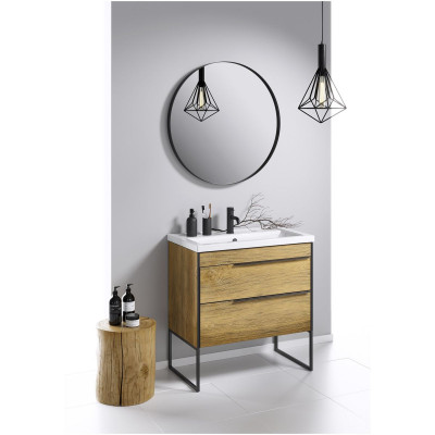 Зеркало Fargo круглое 80см, цвет чёрный, RM0208BLK