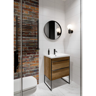 Зеркало Fargo круглое 60см, цвет чёрный, RM0206BLK
