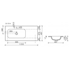 Умывальник накладной прямоугольный Ceramica Nova Element 1010*457*137мм CN7014