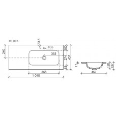 Умывальник накладной прямоугольный Ceramica Nova Element 1010*457*137мм CN7015