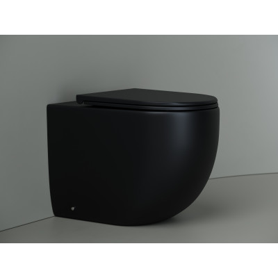 Напольный приставной унитаз Ceramicanova Metropol Rimless, черный матовый,  CN4004MB