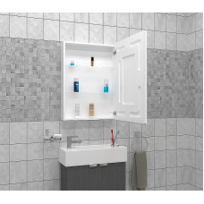 Зеркальный шкаф подвесной с подсветкой Континент Modulo Reflex 500х800, МВК127, 4660124927032 белый