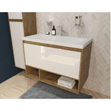 Тумба с раковиной Эстет Monaco Wood 90 ФР-00010685 подвесная Белый Дуб рустикальный