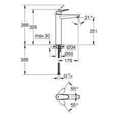 Смеситель для раковины GROHE Eurodisc Cosmopolitan, свободностоящий, хром (23432000)