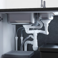 Сифон для двойной мойки с выпуском 3 1/2 с переливом и отводом IDDIS Kitchen Line, S21UPS0i84
