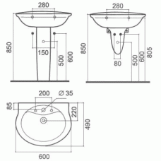 Умывальник Ideal Standard San Remo W406001 Умывальник Ideal Standard San Remo W406001