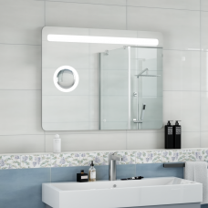 Зеркало Континент Fibra LED (100*70 см, LED подсветка, сенсорный выключатель, встроенное увеличительное зеркало), ЗЛП955