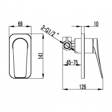 Смеситель Lemark Bronx для душа, встраиваемый, графит, LM3723GM 