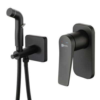 Смеситель Lemark Bronx с гигиеническим душем, встраиваемый, черный, LM3719BL