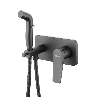 Смеситель Lemark Bronx с гигиеническим душем, встраиваемый, черный, LM3720BL