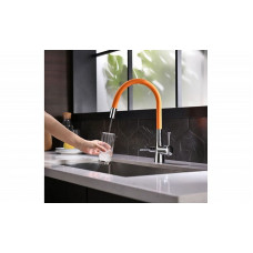 Смеситель для кухни с подключением к фильтру с питьевой водой Lemark Comfort, оранжевый/хром, LM3075C-Orange