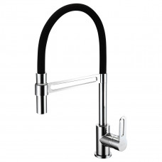 Смеситель Lemark Soul для кухни с гибким изливом, хром/черный, LM6006C