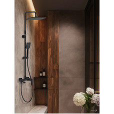 Смеситель Lemark Хоста_Hosta LM12362BL для ванны и душа с регулируемой высотой штанги и верхней душевой лейкой "Тропический дождь"