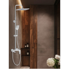 Смеситель Lemark Хоста_Hosta LM12362C для ванны и душа с регулируемой высотой штанги и верхней душевой лейкой "Тропический дождь"