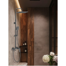 Смеситель Lemark Хоста_Hosta LM12362LGM для ванны и душа с регулируемой высотой штанги и верхней душевой лейкой "Тропический дождь"