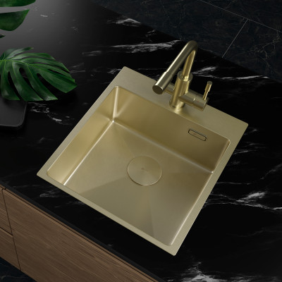 Кухонная мойка Lemark JANGA 440 из нержавеющей стали, светлое золото, 9938102