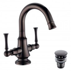 Смеситель Lemark Peretto для раковины с донным клапаном, черный кофе, LM6307RB 