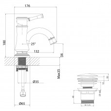 Смеситель для раковины Lemark Peretto с донным клапаном, черный глянец,  LM6306RB