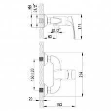 Смеситель для душа Lemark plus Shape, хром, LM1703C