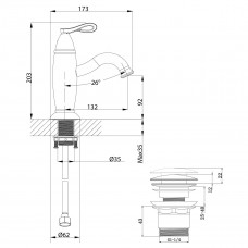 Смеситель для раковины Lemark Prime, черный/розовое золото, LM6106BRG