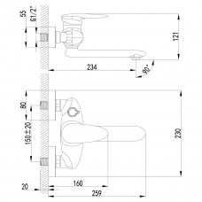 Смеситель для ванны с душем Lemark Status, хром, LM4414C