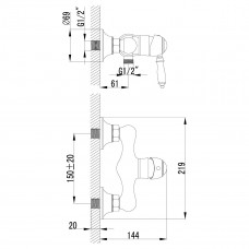 Смеситель для душа Lemark Villa, белый/бронза, LM4803B