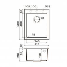 Мойка кухонная Omoikiri Bosen 41A-GB графит, 4993812