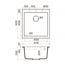 Мойка кухонная Omoikiri Bosen 47A leningrad grey, 4993816
