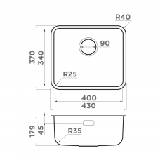 Мойка кухонная Omoikiri OMI 43-U/I ULTRA MINI-IN нержавеющая сталь, 4997402