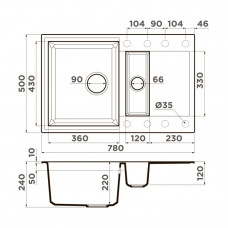 Мойка кухонная Omoikiri Sakaime 78-2-GR leningrad grey, 4993559