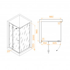 Душевой уголок RGW SV-030Gg 1000x1000, 353203000-110