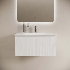 Тумба подвесная Sancos Code с накладной раковиной Element, 80см, белый, CD80W + CN7005