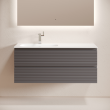 Тумба подвесная Sancos Folk с накладной раковиной Element, 120см, Grey soft матовый, FL120LGS + CN7006L