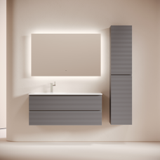 Тумба подвесная Sancos Folk с накладной раковиной Element, 120см, Grey soft матовый, FL120LGS + CN7006L
