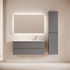 Тумба подвесная Sancos Folk с накладной раковиной Element, 120см, Grey soft матовый, FL120RGS + CN7006R