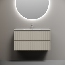Тумба подвесная Sancos Snob R с накладной раковиной Element, 90см, Beige Soft, SNR90СЕ + CN7002